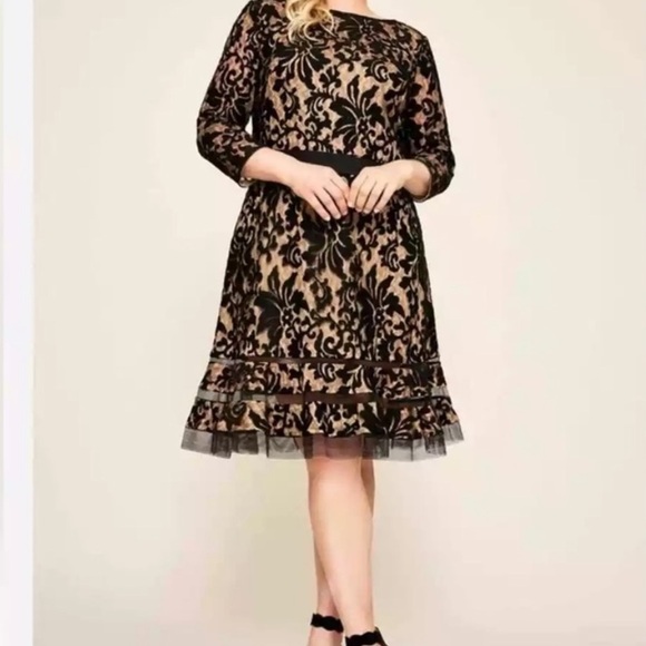 Tadashi Shoji lace embroidered evening dress size 10 - Picture 1 of 8